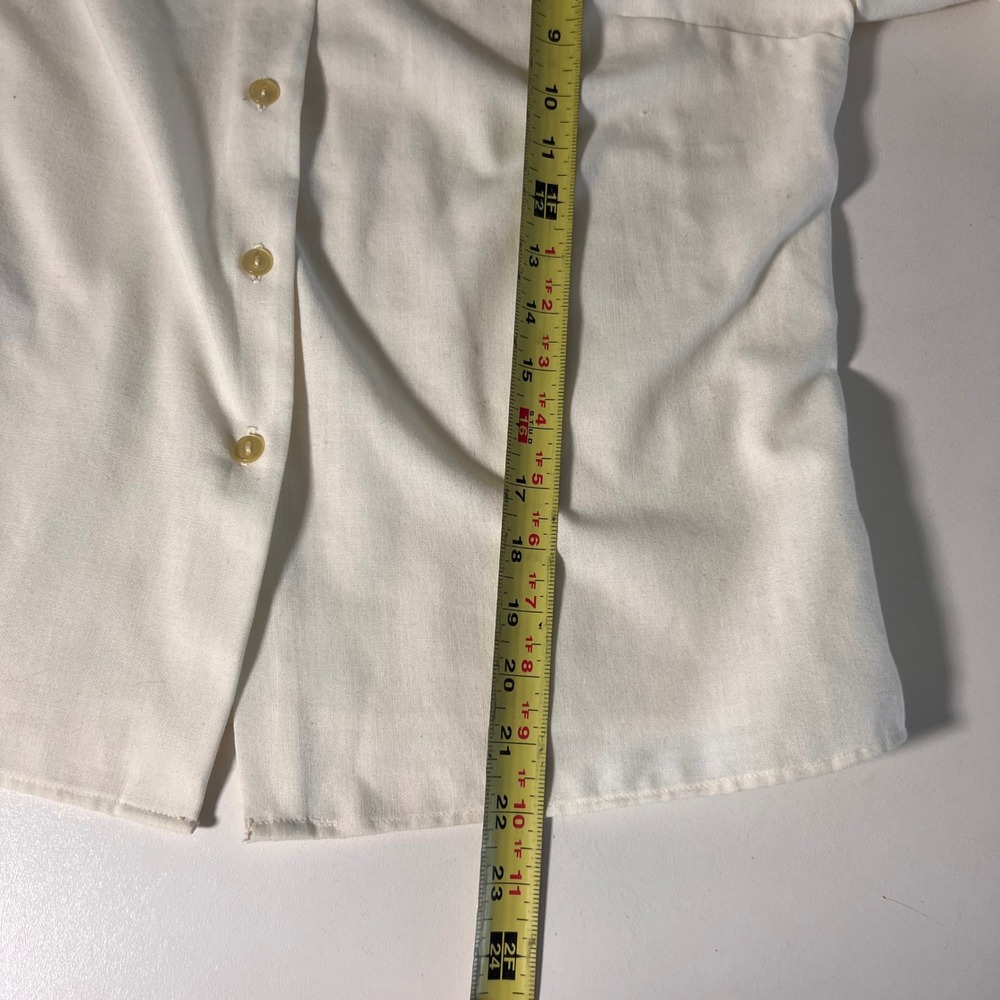 Vintage 70s Top Size M Ivory Embroidered Button Down Western Rockabilly Country - Picture 6 of 7